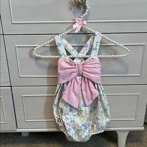 Pink and White Floral Kids One Piece